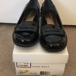 Nine west black patent loafers